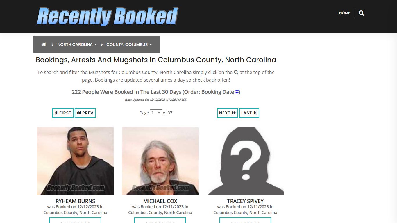 Bookings, Arrests and Mugshots in Columbus County, North Carolina